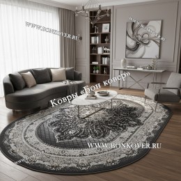 Турецкий Ковер Для гостиной New дизайн 369 Серый Овал